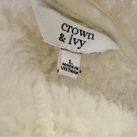 Crown & Ivy Off-white Warm Fuzzy Open-Front Jacket Women’s Size L - Picture 5 of 7